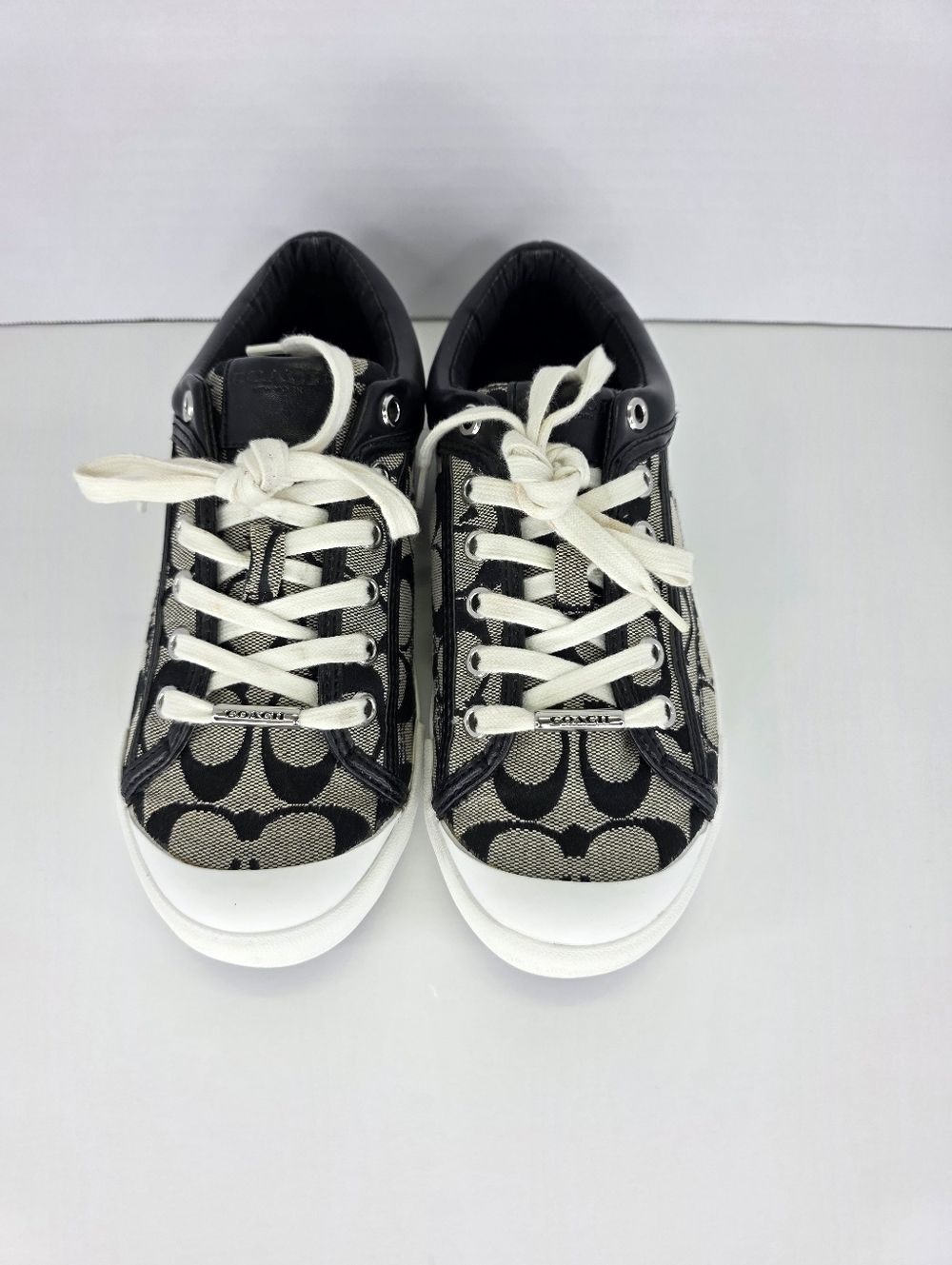 Y2K COACH Women's Francesca C Signature Logo Black Gray Sneakers Size 7.5B - Picture 5 of 16